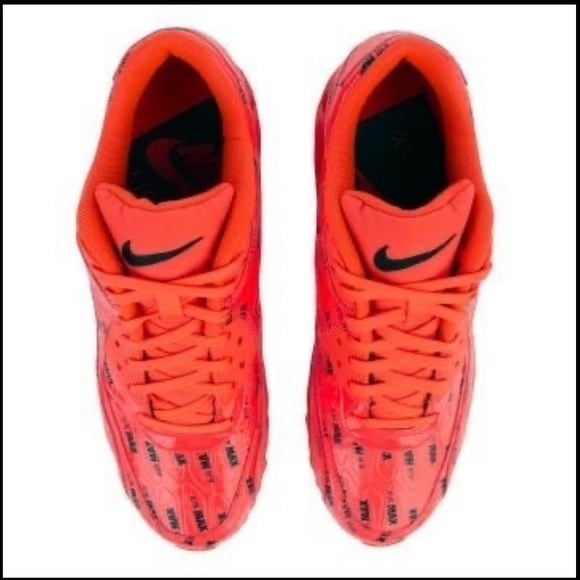 Nike Air Max 90 SE Ltr GS All Print Logo Bright Crimson size 10.5 Women - Picture 8 of 11